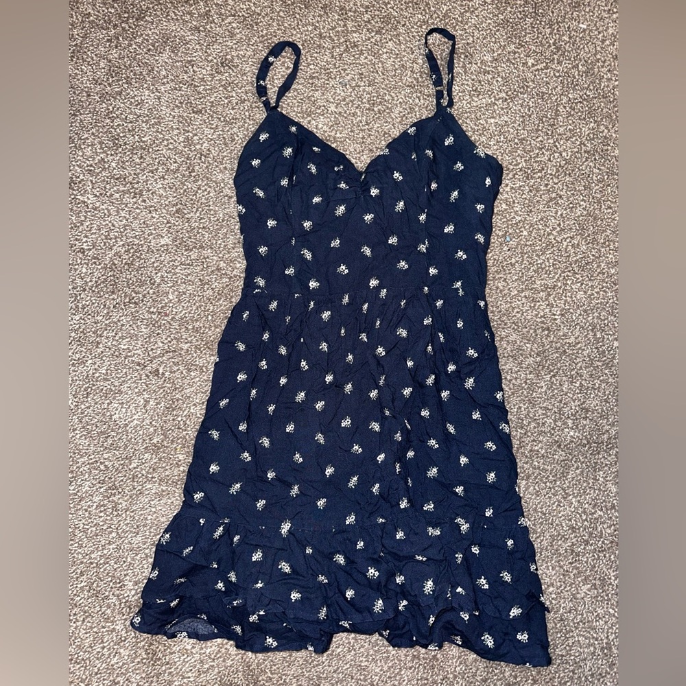 Holister navy blue flower dress